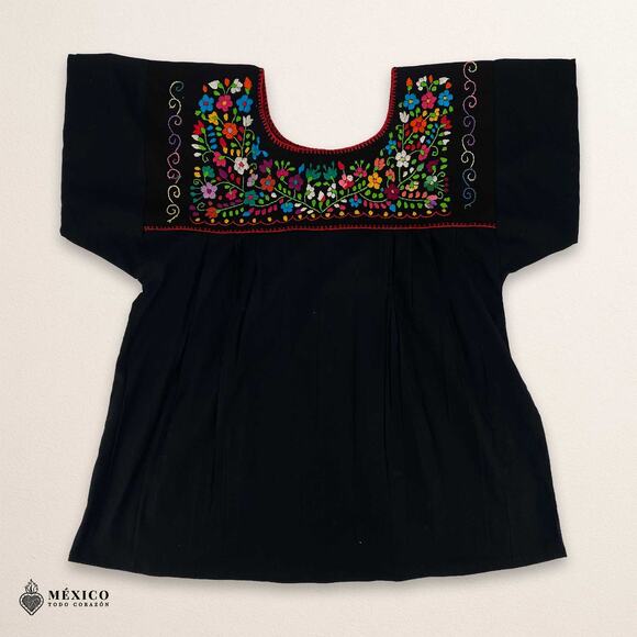 Mexican Embroidered Blouse – Handmade Otomi Floral & Animals Design - Picture 4 of 5